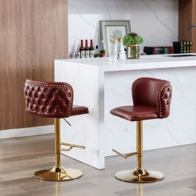 A&A Furniture,Swivel Barstools Adjusatble Seat Height, Modern PU Upholstered Bar Stools with the whole Back Tufted