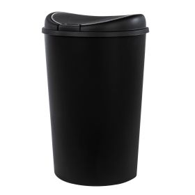 Hefty 12.8 Gallon Trash Can, Plastic Semi Round Touch Top Kitchen Trash Can, Black