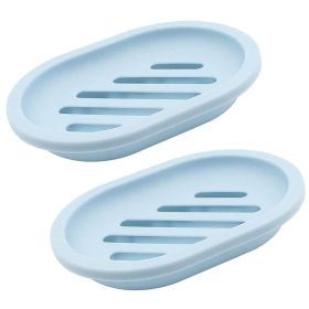 2 Pack Soap Dish with Drain, Plastic Soap Dish Container, Soap Tray for Bathroom Shower Kitchen, Keep Soap Dry & Easy to Clean (Blue)