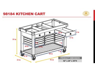 ACME Kaif Kitchen Cart, Distressed Chestnut 98184