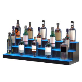 VEVOR LED Lighted Liquor Bottle Display, 3 Tiers 40 Inches, Illuminated Home Bar Shelf with RF Remote & App Control 7 Static Colors 1-4 H Timing