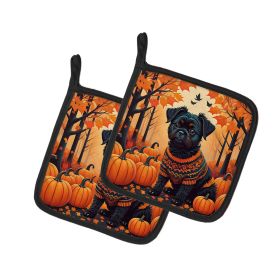 Affenpinscher Fall Pair of Pot Holders Kitchen Heat Resistant Pot Holders Sets Oven Hot Pads for Cooking Baking BBQ, 7 1/2 x 7 1/2