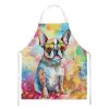 Boston Terrier Hippie Dawg Apron Cooking Kitchen Server Baking Crafts Gardening for Adult Women Men, Unisex, Large, Multicolor