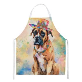 Boxer Hippie Dawg Apron Cooking Kitchen Server Baking Crafts Gardening for Adult Women Men, Unisex, Large, Multicolor