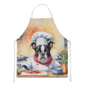 Boston Terrier The Chef Apron Cooking Kitchen Server Baking Crafts Gardening for Adult Women Men, Unisex, Large, Multicolor