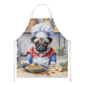 Pug The Chef Apron Cooking Kitchen Server Baking Crafts Gardening for Adult Women Men, Unisex, Large, Multicolor