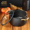 Thyme & Table Non-Stick 5 QT Signature Stock Pot with Glass Lid, Black & Gold