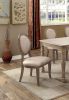 Transitional Rustic Oak and Beige Side Chairs Set of 2 Chairs Dining Room Furniture Padded fabric seat Elegant Kitchen Dining Room