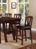 Dark Walnut Wood Framed Back Set of 2 Counter Height Dining Chairs Breakfast Kitchen Cushion Seats