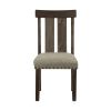 Classic Brown Finish Dining Chairs Set of 2, Upholstered Seat Nailhead Trim Wooden Dining Kitchen Furniture