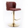 A&A Furniture,Swivel Barstools Adjusatble Seat Height, Modern PU Upholstered Bar Stools with the whole Back Tufted