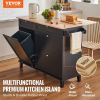 VEVOR Kitchen Island Cart Storage Cabinet Serving with Drawer & Trash Cabinet