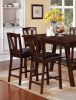 Dark Walnut Wood Framed Back Set of 2 Counter Height Dining Chairs Breakfast Kitchen Cushion Seats