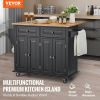 VEVOR Kitchen Island Cart Rolling Storage Cabinet on Wheel with Drawer & Shelves