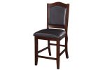 Dark Brown Wood Finish Set of 2 Counter Height Chairs Faux Leather Upholstery Seat Back Kitchen Dining Room Chair