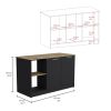 Juniper Kitchen Island with Large Top Surface, Double Door Cabinet, and Open Shelves Black / Macadamia