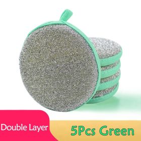 5/10pcs; Double Side Dishwashing Sponge Pan Pot Dish Wash Sponges Household Cleaning Tools Kitchen Tableware Dish Washing Brush (Color: 5Pcs Green)