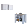 Austin 2 Piece Kitchen Set, Upper Wall Cabinet + Kitchen Island , White /Walnut