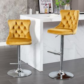 A&A Furniture,Swivel Velvet Barstools Adjusatble Seat Height from 25-33 Inch (Color: as Pic)