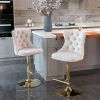 A&A Furniture,Golden Swivel Velvet Barstools Adjusatble Seat Height from 25-33 Inch