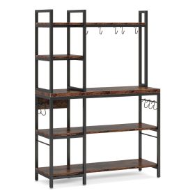 Kitchen Baker's Rack, 5-Tier Utility Storage Shelf with Hutch (Color: Rustic Brown)