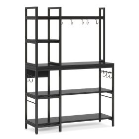 Kitchen Baker's Rack, 5-Tier Utility Storage Shelf with Hutch (Color: Black)