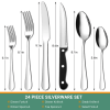 24 Piece Flatware Set for 4, TINANA Stainless Steel Flatware Set, Mirror Polished Cutlery Utensil Set, Durable Home Kitchen Eating Tableware Set