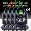 4Pcs/lot Led 200W Moving Head Beam Stage Effect Professional DJ Lights For Disco KTV Christmas Party Dance Nightclub DMX Control